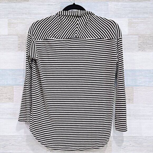 SPLENDID Striped Stretchy Open Cardigan Black Tan Womens Small - Picture 3 of 6